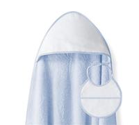 Interbaby - Capa de Baño Bebe Azul + Babero | Toalla Bebe con Capucha 100% Algodón, 100x100cm, Unisex | Suave, Cómoda, Ideal Recién Nacidos, Bebes y Niños Pequeños | Diseño Punto de Cruz Liso