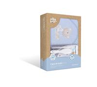 Interbaby - Capa de Baño Bebe Azul + Peines Bebe | Toalla con Capucha 100% Algodón, 100x100cm, Unisex | Suave, Secado Rápido | Ideal para Recién Nacidos, Bebes y Niños Pequeños | Diseño Love You