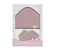 Interbaby - Capa de Baño Bebe Blanco/Maquillaje + Babero | Toalla Bebe con Capucha Algodón, 100x100cm, Unisex | Suave, Cómoda, Ideal Recién Nacidos, Bebes y Niños Pequeños | Diseño Puntos Muselina