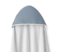 Interbaby - Capa de Baño Bebe Delantal Blanco/Petroleo | Toalla Bebe con Capucha Algodón, 100x100cm, Unisex | Suave, Secado Rápido | Ideal Recién Nacidos, Bebes y Niños Pequeños | Diseño Nido de Abeja