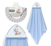 Interbaby - Capa de Baño Bebé + Gorro Ajustable | Toalla con Capucha 100% Algodón Unisex | Suave, Secado Rápido | Ideal para Recién Nacidos, Bebes y Niños Pequeños | Diseño Oso Luna Estrellas