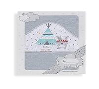 Interbaby - Capa de Baño Bebe Gris | Toalla Bebe con Capucha 100% Algodón, 100x100cm, Unisex | Suave, Cómoda, Secado Rápido | Ideal para Recién Nacidos, Bebes y Niños Pequeños | Diseño Tipi Oso