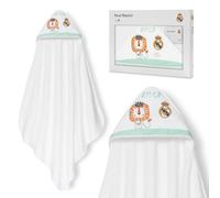 Interbaby - Capa de Baño Bebé +Real Madrid | Toalla con Capucha 100% Algodón, Unisex | Suave, Secado Rápido | Ideal para Recién Nacidos, Bebes y Niños Pequeños | Diseño León