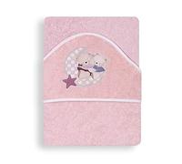 Interbaby - Capa de Baño Bebe Rosa | Toalla Bebe con Capucha 100% Algodón, 100x100cm, Unisex | Suave, Cómoda, Secado Rápido | Ideal para Recién Nacidos, Bebes y Niños Pequeños | Diseño Osito Amoroso