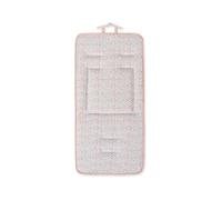 Interbaby - Colchoneta para Silla de Paseo Universal Reversible, Estampado Petalos Flores Rosa y Reverso Liso, Cojín de Verano para Cochecito y Asiento de Carro