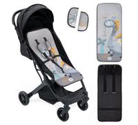 Interbaby Colchoneta Silla Paseo Universal para Verano | Dino Palmera Gris | Transpirable y Cómoda | Funda Carro Bebe 100% Algodón, 84x34cm, Protectores para Arnés