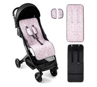 Interbaby Colchoneta Silla Paseo Universal para Verano | Transpirable y Cómoda | Funda Carro Bebe 100% Algodón, 84x34cm, Protectores para Arnés | Funda Silla Paseo Cat Rosa