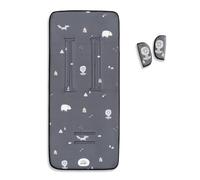 Interbaby Colchoneta Silla Paseo Universal para Verano | Transpirable y Cómoda | Funda Carro Bebe 100% Algodón, 84x34cm, Protectores para Arnés | Funda Silla Paseo Forest Gris