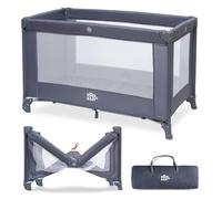 Interbaby - Cuna de Viaje Plegable con Ruedas | Parque de Juegos | Medidas 125x65 cm | Incluye Bolsa de Transporte | Cuna Parque para Bebé hasta 15 kg, Color Gris