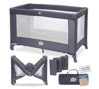 Interbaby - Cuna de Viaje Plegable con Ruedas | Parque de Juegos | Medidas 125x65 cm | Incluye Bolsa de Transporte | Cuna Parque para Bebé hasta 15 kg, Color Gris