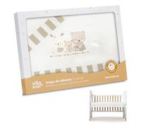 Interbaby - Juego de Sábanas para Cuna 100% Algodón | 3 Piezas: Sábana Bajera Ajustable, Encimera y Funda de Almohada | Color Beige con Diseño Animales