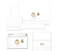 Interbaby - Juego de sábanas para Minicuna Real Madrid - Juego de Sábanas 3 Piezas con León y Escudo Bordado - 100% Algodón Suave y Transpirable - Producto Oficial para Bebé Recién Nacido