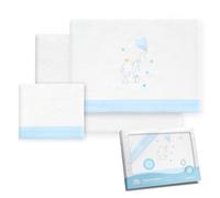 Interbaby - Juego Sabanas Carrito Bebe 40x80 Algodón 100% | Sabana Cuna Franela, Cálida | Incluye Sabana Bajera, Encimera y Funda de Almohada | Ideal para Invierno | Elefante Globo Corazón Blanco/Azul