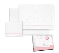 Interbaby - Juego Sabanas Carrito Bebe 40x80 Algodón 100% | Sabana Cuna Franela, Cálida | Incluye Sabana Bajera, Encimera y Funda de Almohada | Ideal para Invierno | Estrellas Luna Blanco/Rosa