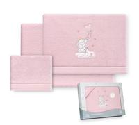 Interbaby - Juego Sabanas Carrito Bebe 40x80 Poliester 100% | Sabana Cuna Coralina, Cálida | Incluye Sabana Bajera, Encimera y Funda de Almohada | Ideal para Invierno | Elefante Globo Corazón Rosa