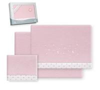 Interbaby - Juego Sabanas Cuna 60x120 Poliester 100% | Sabana Cuna Coralina, Cálida | Incluye Sabana Bajera, Encimera y Funda de Almohada | Ideal para Invierno | Estrella Luna Rosa