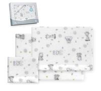 Interbaby - Juego Sabanas Cuna 60x120 Poliester 100% | Sabana Cuna Coralina, Cálida | Incluye Sabana Bajera, Encimera y Funda de Almohada | Ideal para Invierno | Koala Blanco/Azul