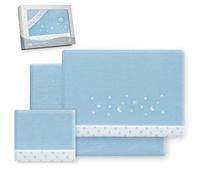 Interbaby - Juego Sabanas Cuna 60x120 Poliester 100% | Sabana Cuna Coralina, Cálida | Incluye Sabana Bajera, Encimera y Funda de Almohada | Ideal para Invierno | Estrella Luna Azul
