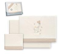 Interbaby - Juego Sabanas Cuna 60x120 Poliester 100% | Sabana Cuna Coralina, Cálida, Suave | Incluye Sabana Bajera, Encimera y Funda de Almohada | Ideal para Invierno | Elefante Globo Corazón Beige