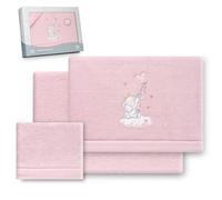 Interbaby - Juego Sabanas Cuna 60x120 Poliester 100% | Sabana Cuna Coralina, Cálida, Suave | Incluye Sabana Bajera, Encimera y Funda de Almohada | Ideal para Invierno | Elefante Globo Corazón Rosa