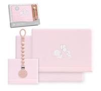 Interbaby - Juego Sabanas Cuna 60x120 Poliester 100% | Sabana Cuna Coralina, Cálida, Suave | Incluye Sabana Bajera, Encimera y Funda de Almohada | Ideal para Invierno | Elefante Globo Corazón Rosa