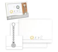 Interbaby - Juego Sabanas Cuna Bebe 60x120 Algodon 100% + Chupetero Silicona Blanco | Sabanas Cuna | Incluye Sabana Bajera, Encimera y Funda de Almohada | Ideal para Primavera, Verano | Selva