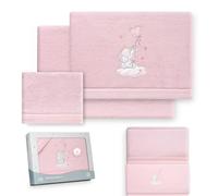 Interbaby - Juego Sabanas Minicuna 50x80 Poliester 100% | Sabana Cuna Bebe Coralina, Cálida | Incluye Sabana Bajera, Encimera y Funda de Almohada | Ideal para Invierno | Elefante Globo Corazón Rosa