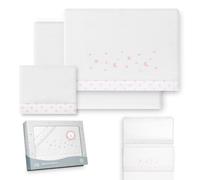 Interbaby - Juego Sabanas Minicuna 50x80 Poliester 100% | Sabana Cuna Bebe Coralina, Cálida | Incluye Sabana Bajera, Encimera y Funda de Almohada | Ideal para Invierno | Estrellas Luna Blanco/Rosa