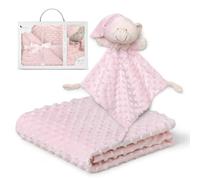 Interbaby - Manta Bebe Recien Nacido + Doudou Bebe | Manta Algodon Bebe y Poliéster, Terciopelo, Cómoda, Cálida, 80x110cm | Peluche Bebe Suave, Adorable, 28x17cm | Burbuja + Osito Rosa