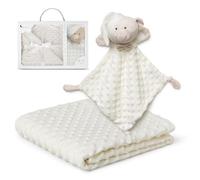 Interbaby - Manta Bebe Recien Nacido + Doudou Bebe | Manta Algodon Bebe y Poliéster, Terciopelo, Cómoda, Cálida, 80x110cm | Peluche Bebe Suave, Adorable, 28x17cm | Burbuja + Osito Beige