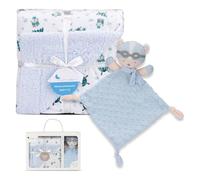 Interbaby - Manta Bebe Recien Nacido + Doudou Bebe | Manta Algodon Bebe y Poliéster, Terciopelo, Cómoda, Cálida, 80x110cm | Peluche Bebe Suave, Adorable, 28x17cm | Paracaidista Azul