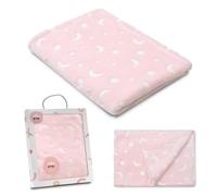 Interbaby - Manta Bebé Recien Nacido | Extrasuave de Grabada luna Estrellas, Cómoda, Cálida | Manta Meses Bebé 80x110cm, Unisex, Para Cunas, Carritos, Moisés