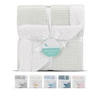 Interbaby - Manta Bebe Recien Nacido | Manta Algodon Bebe y Poliéster, Terciopelo, Suave, Cómoda, Cálida | Manta Meses Bebe 80x110cm, para Cunas, Carritos | Nido de Abeja + Borreguillo Menta