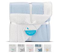 Interbaby - Manta Bebe Recien Nacido | Manta Algodon Bebe y Poliéster, Terciopelo, Suave, Cómoda, Cálida | Manta Meses Bebe 80x110cm, para Cunas, Carritos | Universo + Borreguillo Azul