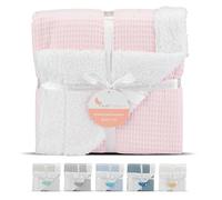 Interbaby - Manta Bebe Recien Nacido | Manta Algodon Bebe y Poliéster, Terciopelo, Suave, Cómoda, Cálida | Manta Meses Bebe 80x110cm, para Cunas, Carritos | Universo + Borreguillo Rosa