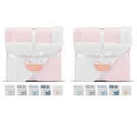 Interbaby - Manta Bebe Recien Nacido | Manta Algodon Bebe y Poliéster, Terciopelo, Suave, Cómoda, Cálida | Manta Meses Bebe 80x110cm, para Cunas, Carritos | Universo + Borreguillo Rosa (Paquete de 2)
