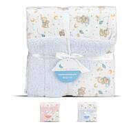 Interbaby - Manta Bebe Recien Nacido | Mantita Bebe 100% Poliéster, Terciopelo, Suave, Cómoda, Cálida | Manta Meses Bebe 80x110cm, Unisex, para Cunas, Carritos | Elefante + Borreguillo Azul