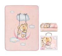 Interbaby - Manta Bebe Recien Nacido | Mantita Bebe 100% Poliéster, Terciopelo, Suave, Cómoda, Cálida | Manta Meses Bebe 110x140cm, Unisex, para Cunas, Carritos | Osito Nube Rosa
