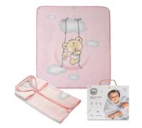 Interbaby - Manta Bebe Recien Nacido | Mantita Bebe 100% Poliéster, Terciopelo, Suave, Cómoda, Cálida | Manta Meses Bebe 80x90cm, Unisex, para Cunas, Carritos | Osito Nube Rosa