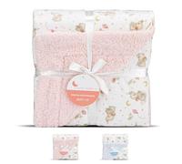 Interbaby - Manta Bebe Recien Nacido | Mantita Bebe 100% Poliéster, Terciopelo, Suave, Cómoda, Cálida | Manta Meses Bebe 80x110cm, Unisex, para Cunas, Carritos | Elefante + Borreguillo Rosa