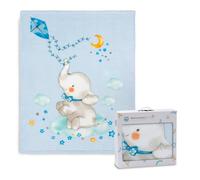 Interbaby - Manta para Cuna Bebé | Extrasuave de Sedalina Elefante Cometa, Cómoda, Cálida | Manta Bebé 110x140cm, Unisex, Para Cunas.