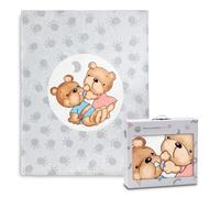 Interbaby - Manta para Cuna Bebé | Extrasuave de Sedalina Parejita de Osos, Cómoda, Cálida | Manta Bebé 110x140cm, Unisex, Para Cunas.