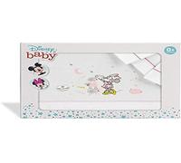 Interbaby MN003-12 Sábanas Cuna Disney Minnie Mouse Blanco y Rosa