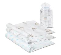 Interbaby Muselinas Bebe Algodon 80x80cm | Pack 3 Gasas para Bebes Recien Nacidos, Lactancia, Toalla, Manta | Muselinas Bebe Cómoda, Suave, Transpirable, Azul