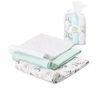 Interbaby Muselinas Bebe Algodon 80x80cm | Pack 3 Gasas para Bebes Recien Nacidos, Lactancia, Toalla, Manta | Muselinas Bebe Cómoda, Suave, Transpirable | Diseño Panda Verde