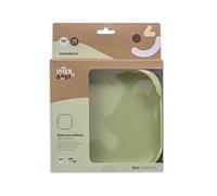 Interbaby - Plato Bebe Ventosa Lllano | Plato Silicona Bebe Ventosa Antideslizante, Para Bebes y Niños Pequeños | Plato Bebe Antivuelco, Cómodo, Sencillo, Sin BPA | Verde Oliva
