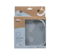 Interbaby - Plato Llano de Silicona con Ventosa. Vajilla Infantil Antideslizante y Antivuelco para Aprendizaje. Seguro, Sin BPA | Azul Grisaceo