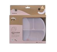 Interbaby - Plato Ventosa Bebe con Tapadera | Plato Bebe Silicona Antideslizante Dividido, Para Bebes y Niños Pequeños | Plato Bebe Antivuelco, Cómodo, Sencillo, Sin BPA | Rosa Maquillaje