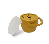Interbaby - Porta Snacks Infantil Silicona | Fiambrera Infantil Antiderrame, Resistente, para Niños Pequeños | Taza Infantil Cómoda, Plegable, Ajustable, Sin BPA | Ocre Tierra