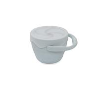 Interbaby - Porta Snacks Infantil Silicona | Fiambrera Infantil Antiderrame, Resistente, para Niños Pequeños | Taza Infantil Cómoda, Plegable, Ajustable, Sin BPA | Azul Grisaceo